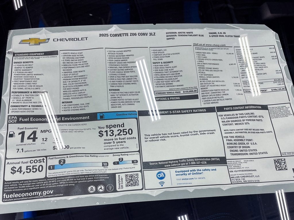 2025 Chevrolet Corvette Z06 3LZ Convertible RWD